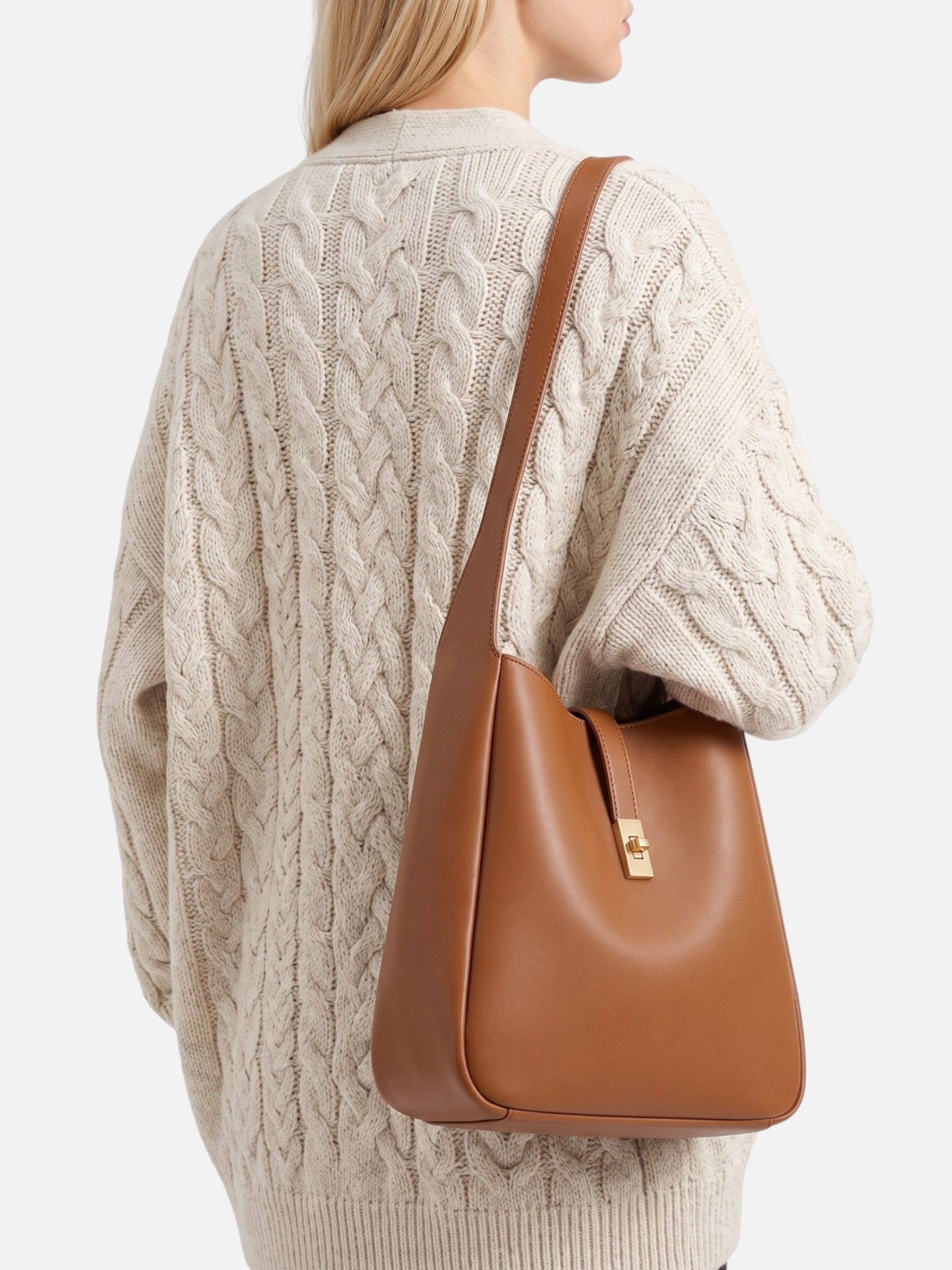 Sac Hobo Femme Cuir Fermoir Tournant Avec Pochette