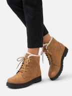 Women's Fur Lined Lace Up Ankle Boots