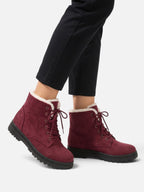 Women's Fur Lined Lace Up Ankle Boots