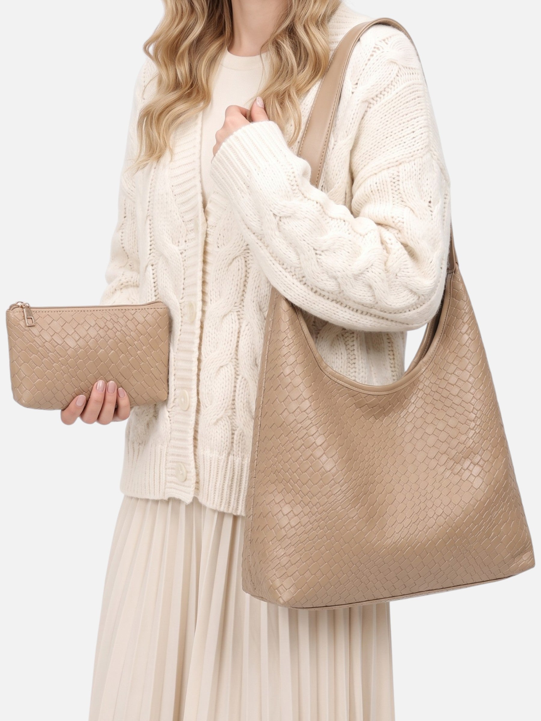 Sac Hobo Femme Tressé Avec Pochette