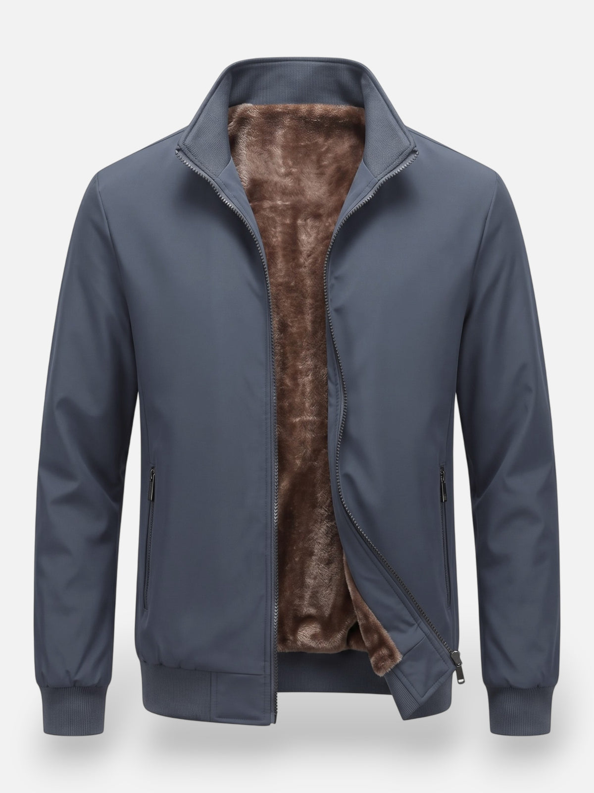 Blouson Bombardier Homme Zippé Doublé Fausse Fourrure