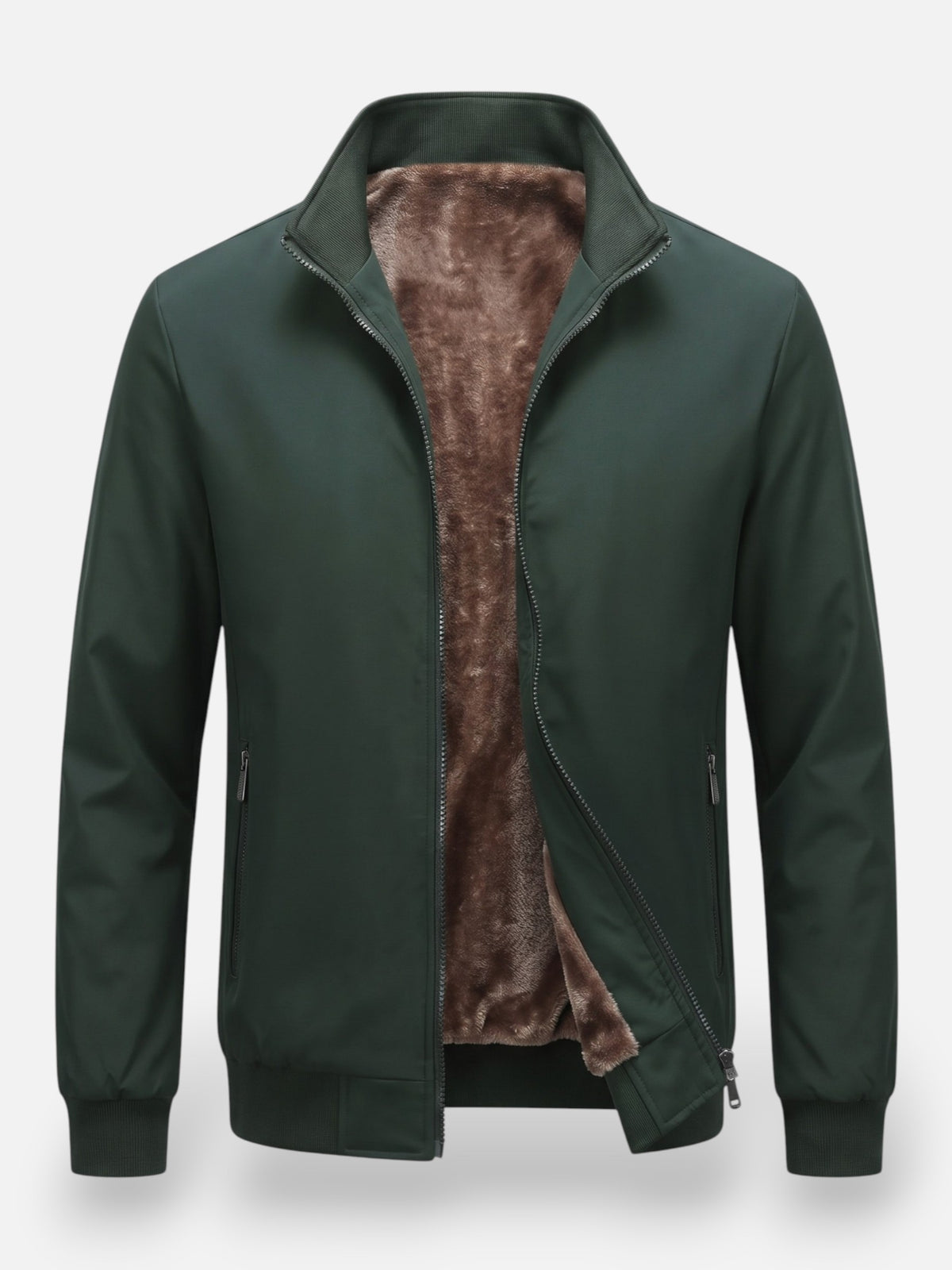 Blouson Bombardier Homme Zippé Doublé Fausse Fourrure
