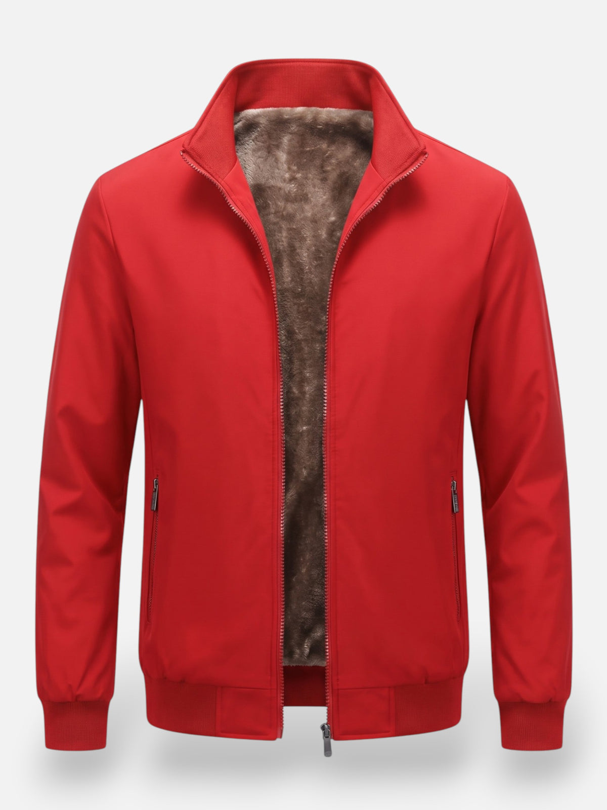 Blouson Bombardier Homme Zippé Doublé Fausse Fourrure
