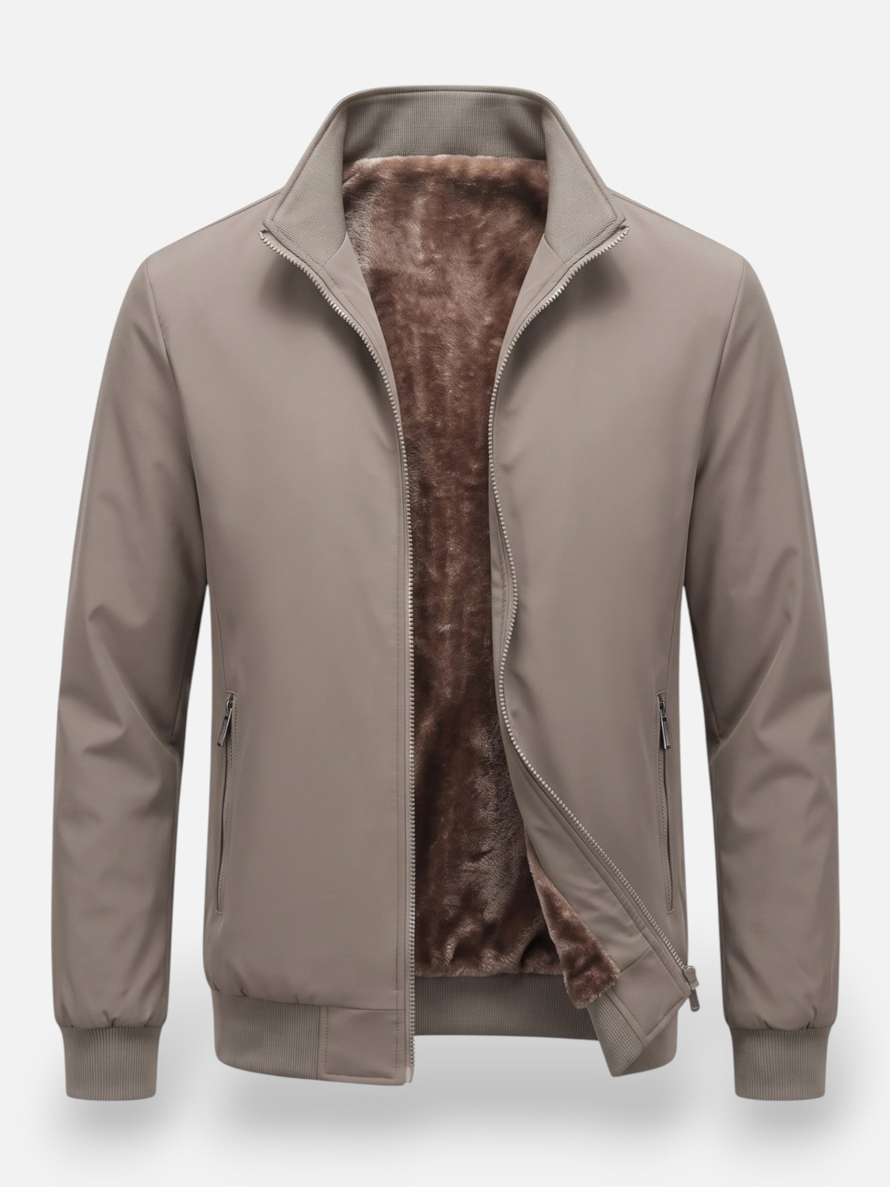 Blouson Bombardier Homme Zippé Doublé Fausse Fourrure