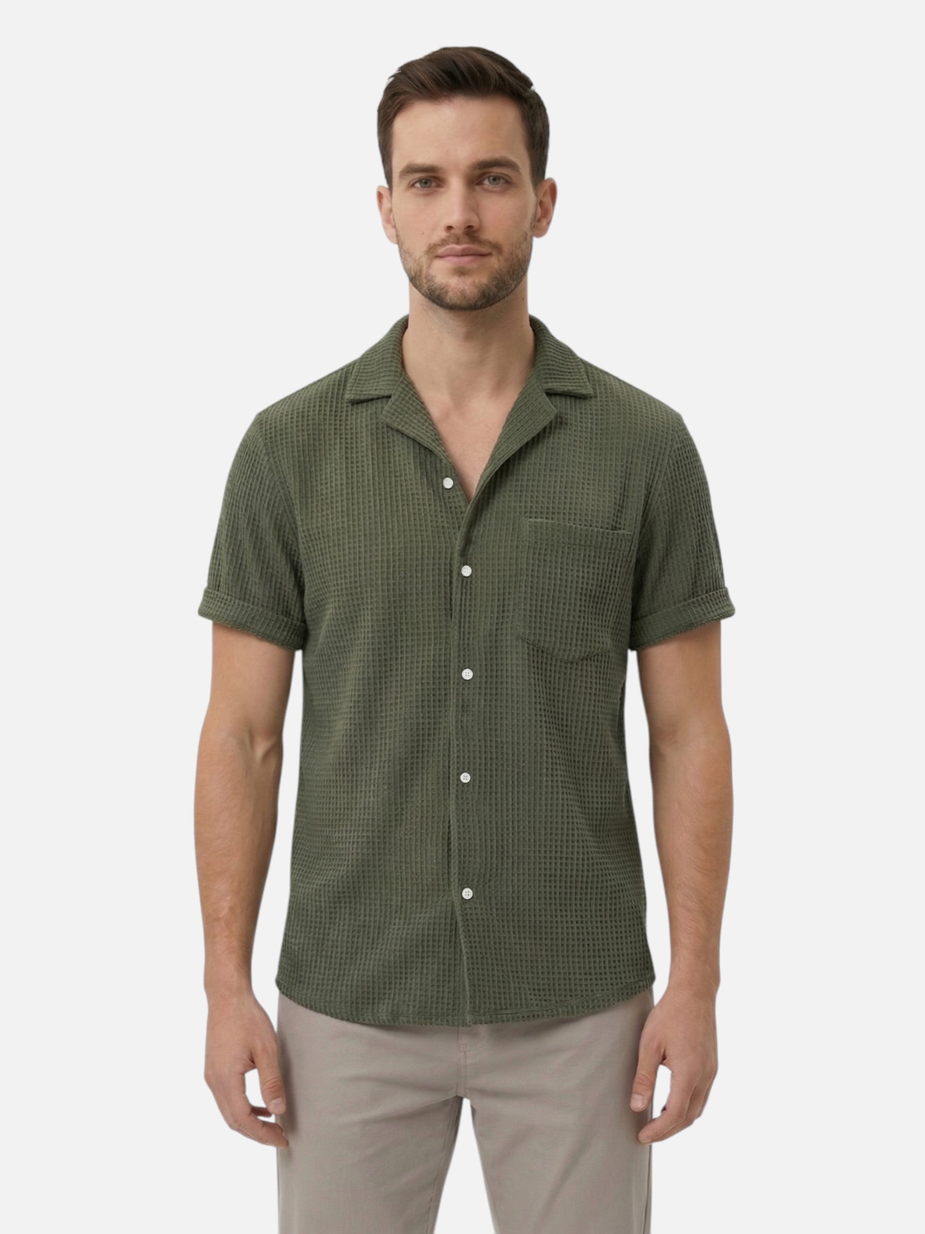 Textured short-sleeve shirt for men