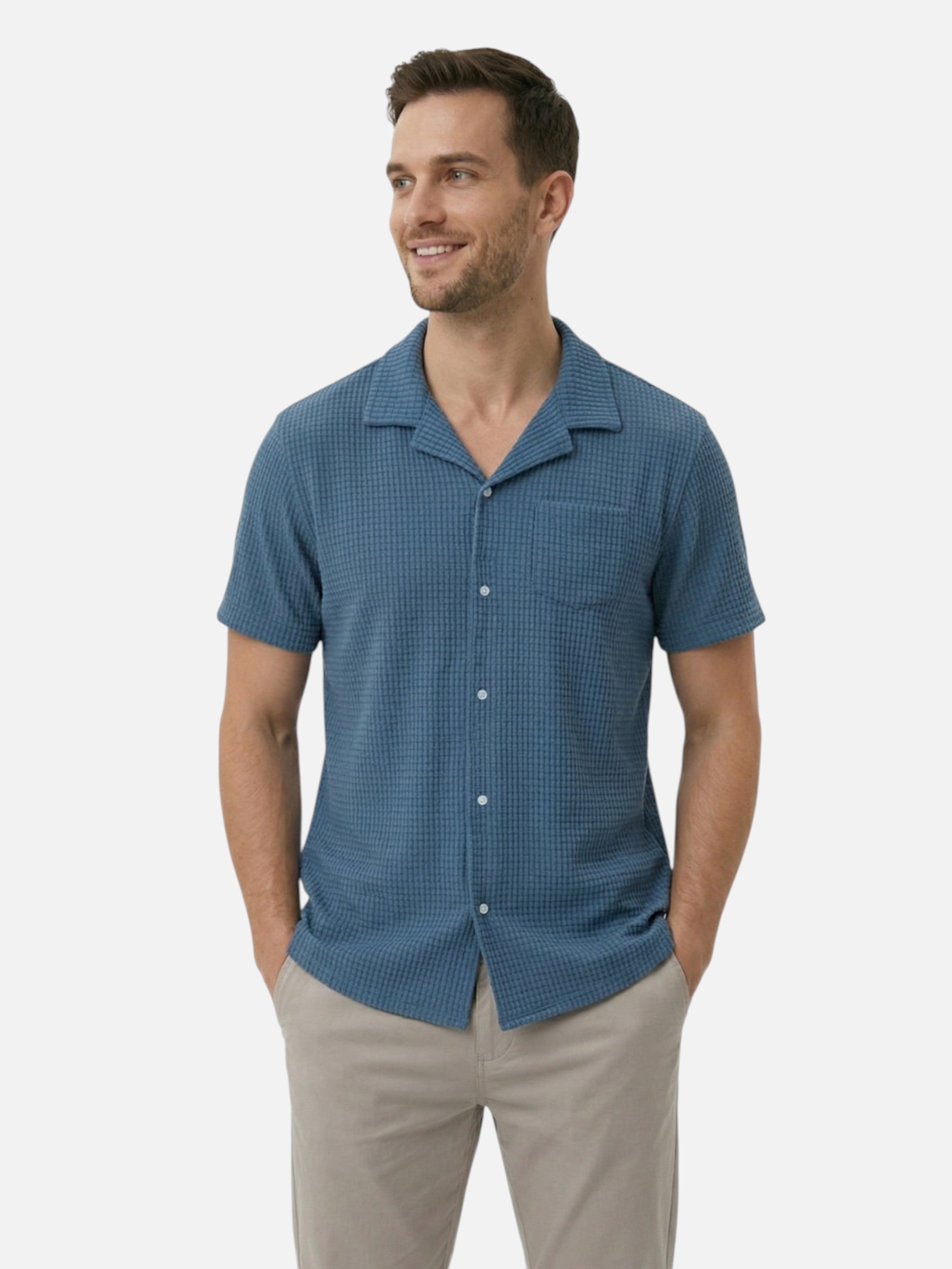 Textured short-sleeve shirt for men