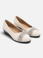 Women's Suede Look Diamante Bow Detail Ballet Flats