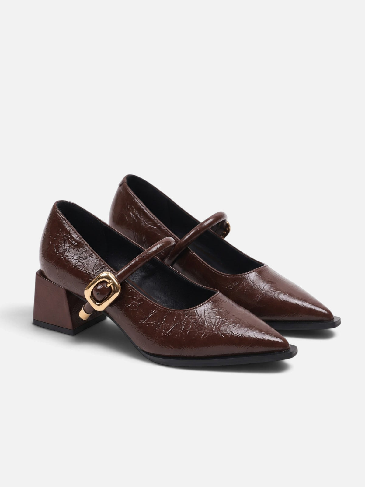 Babies Femme Cuir Talon Carré Boucle