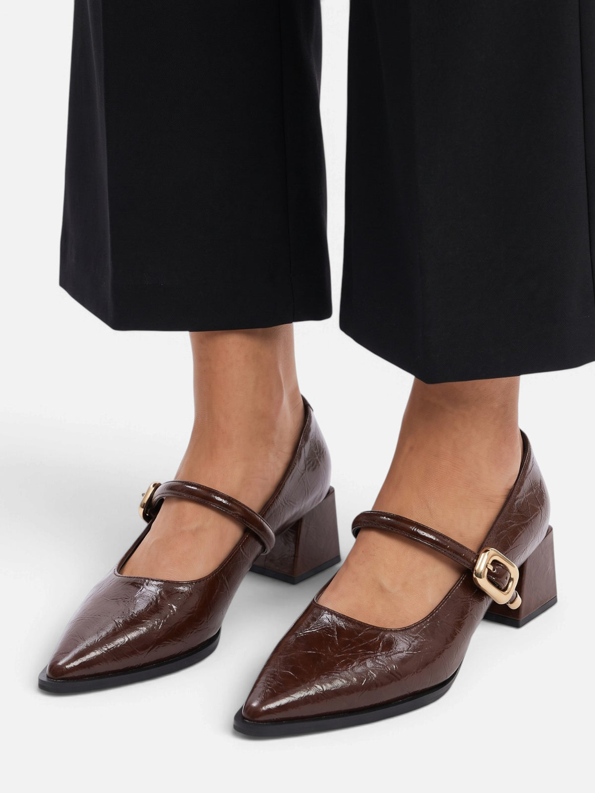Babies Femme Cuir Talon Carré Boucle