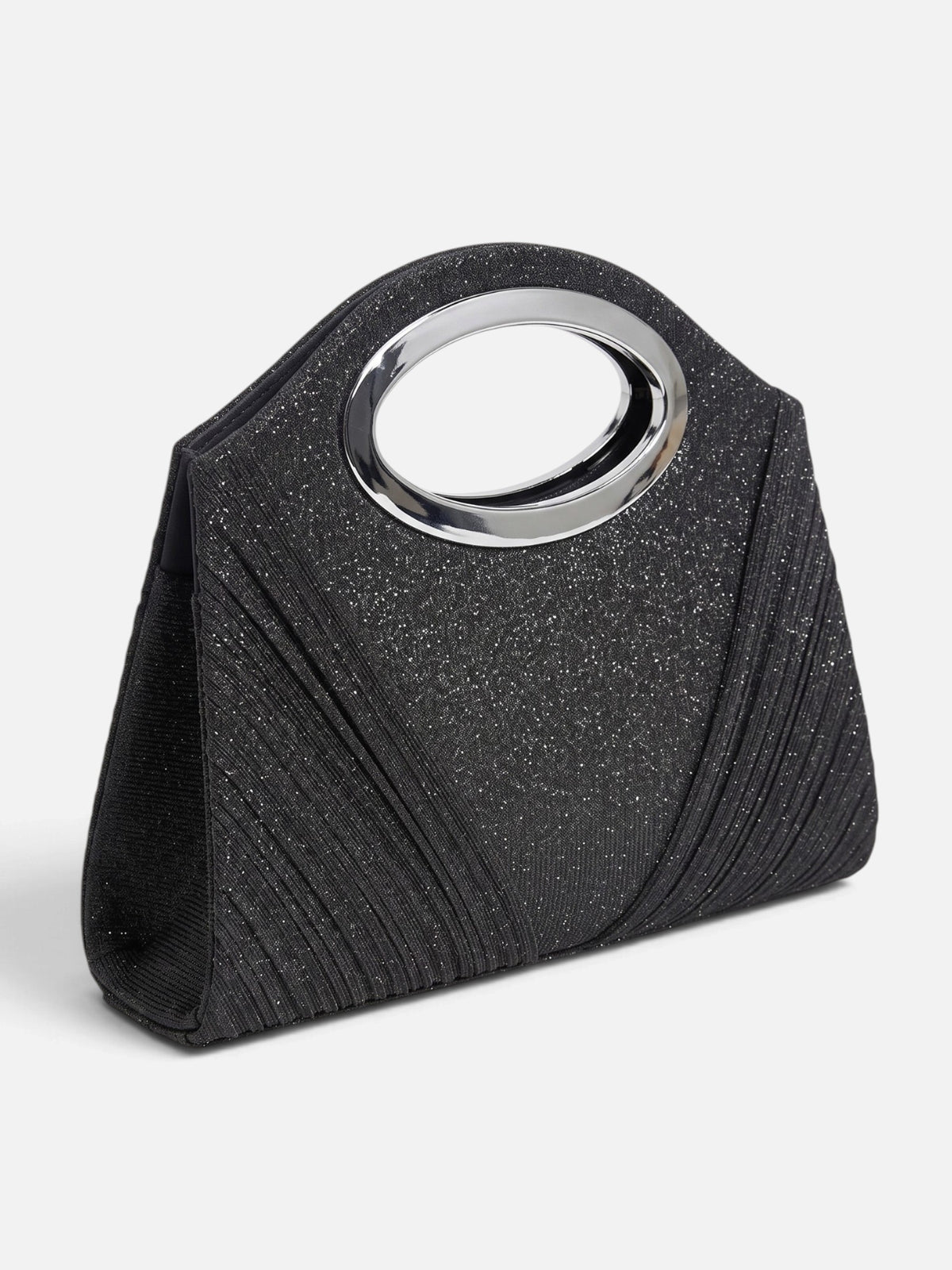 Pochette de Soirée Femme Pailletée Plissée Anse Ovale