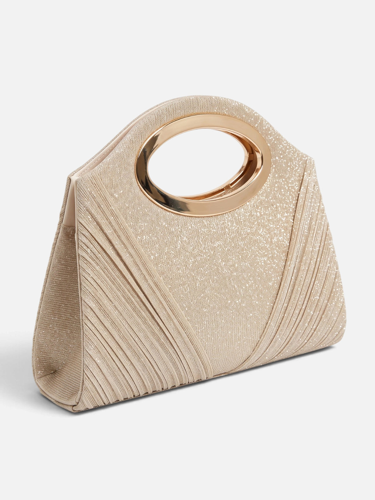 Pochette de Soirée Femme Pailletée Plissée Anse Ovale