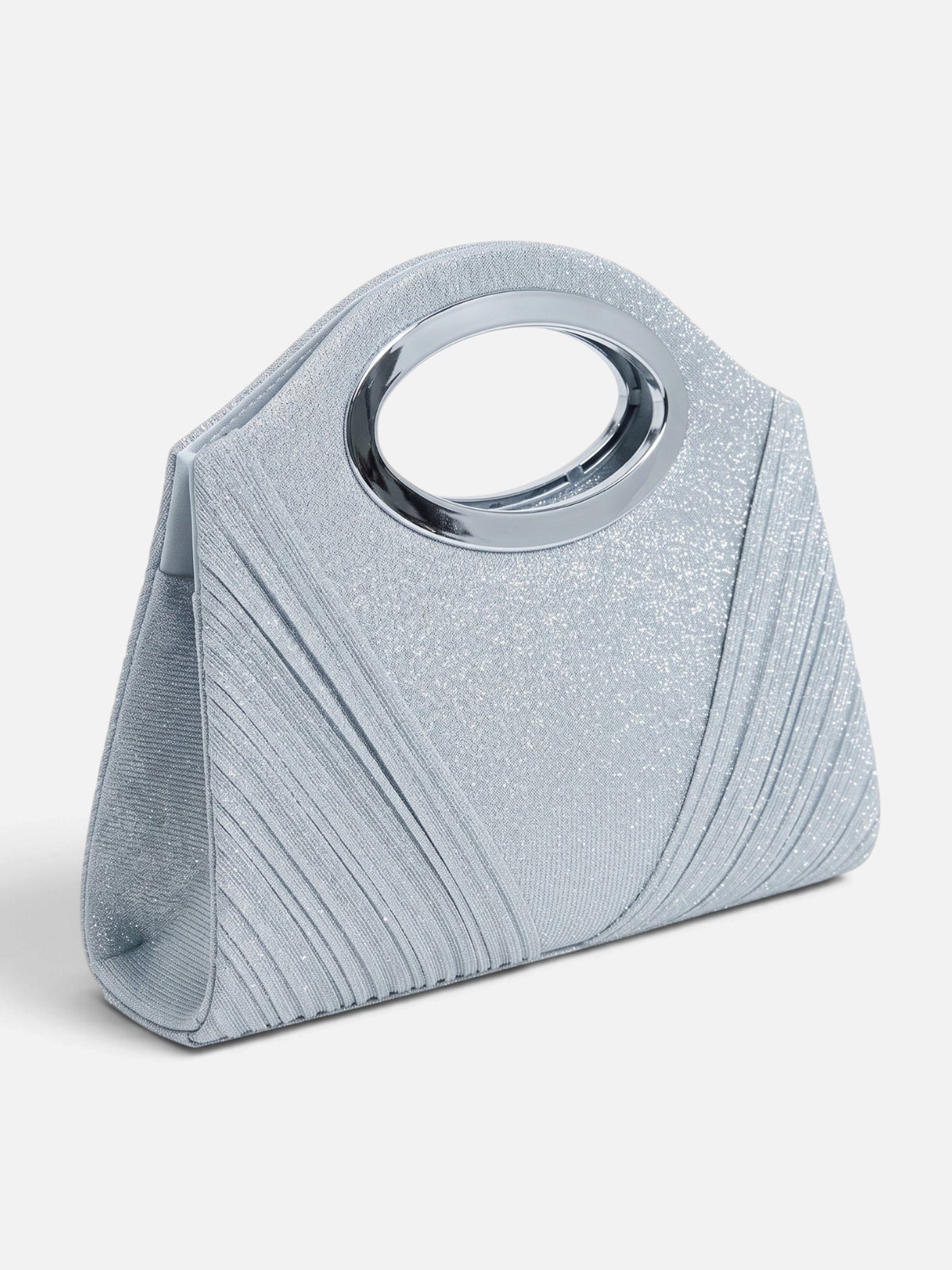 Pochette de Soirée Femme Pailletée Plissée Anse Ovale