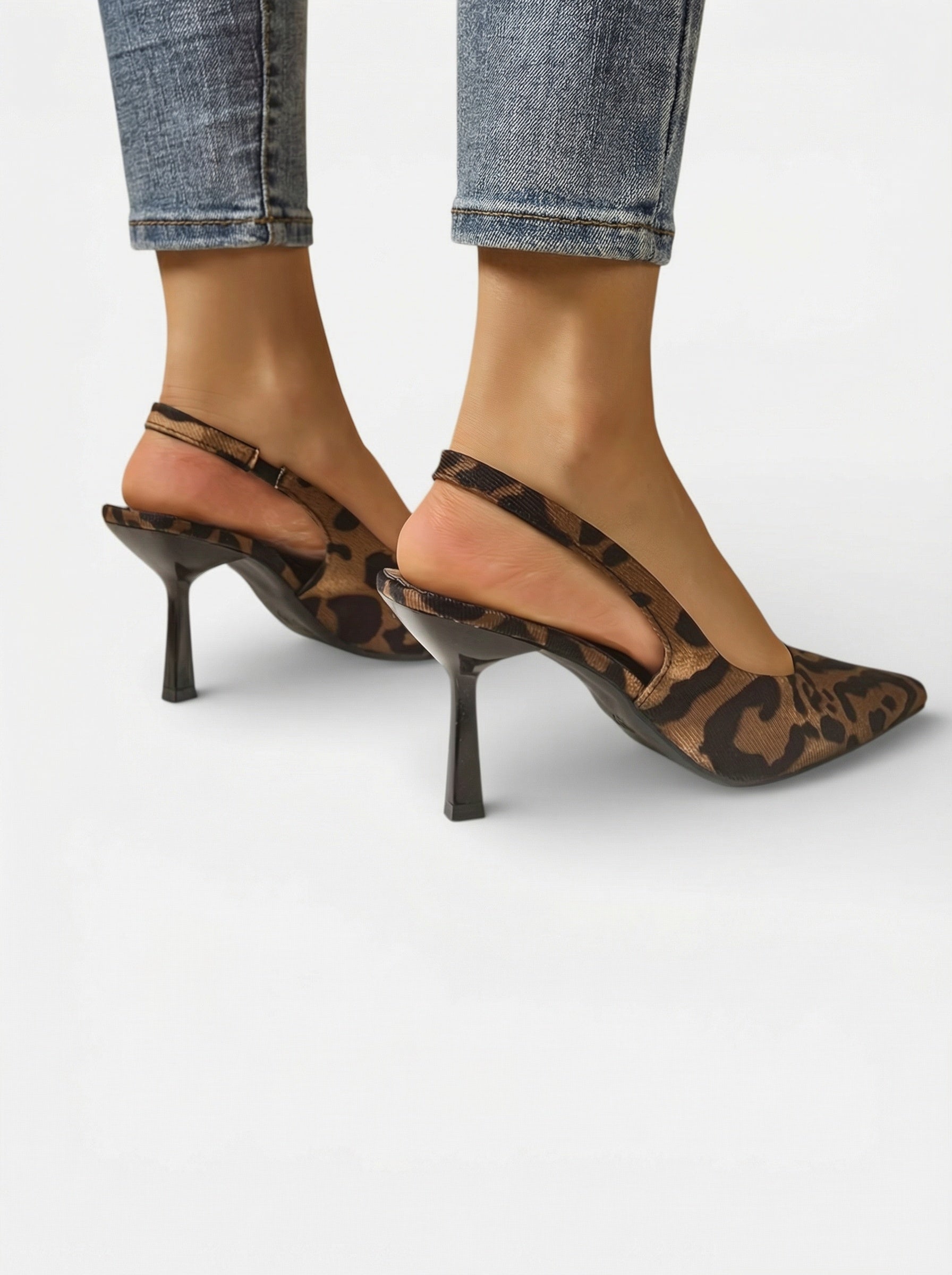 Escarpins léopard à bride arrière bout pointu pour femme