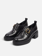Mocassins Cuir Femme Boucle Talon Bloc