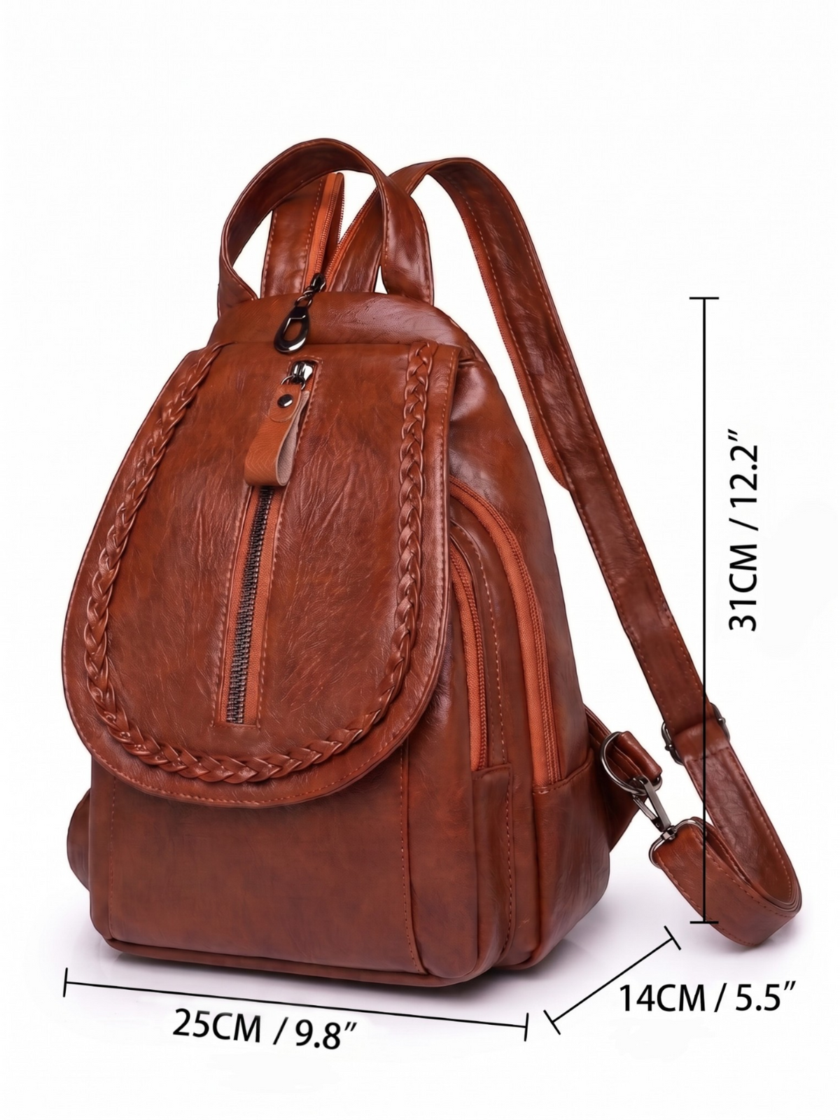 Mini Sac à Dos Femme en Cuir Tressé Bandoulière