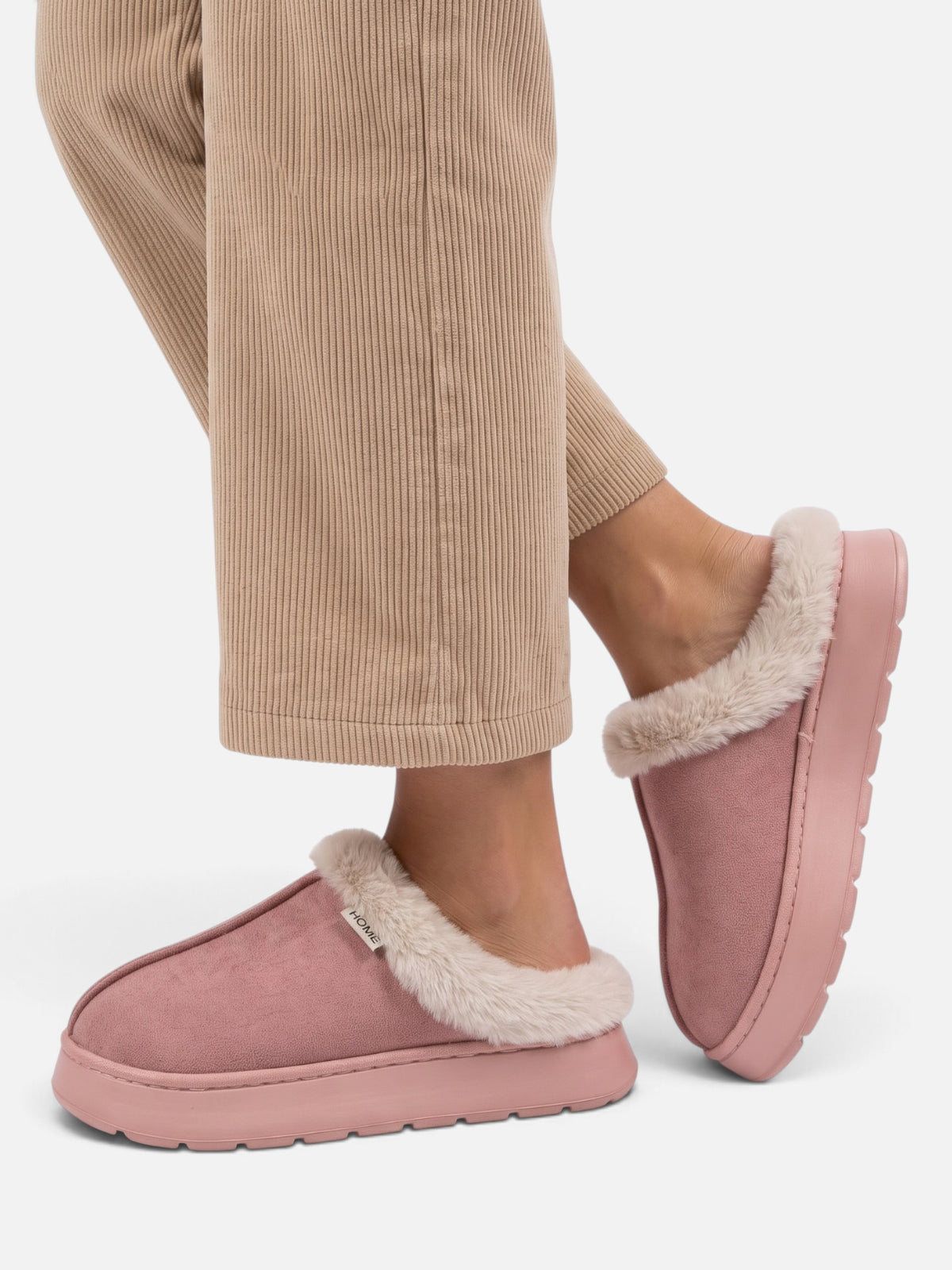Chaussons Femme Suédine Fausse Fourrure Plateforme