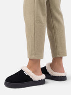 Chaussons Femme Suédine Fausse Fourrure Plateforme