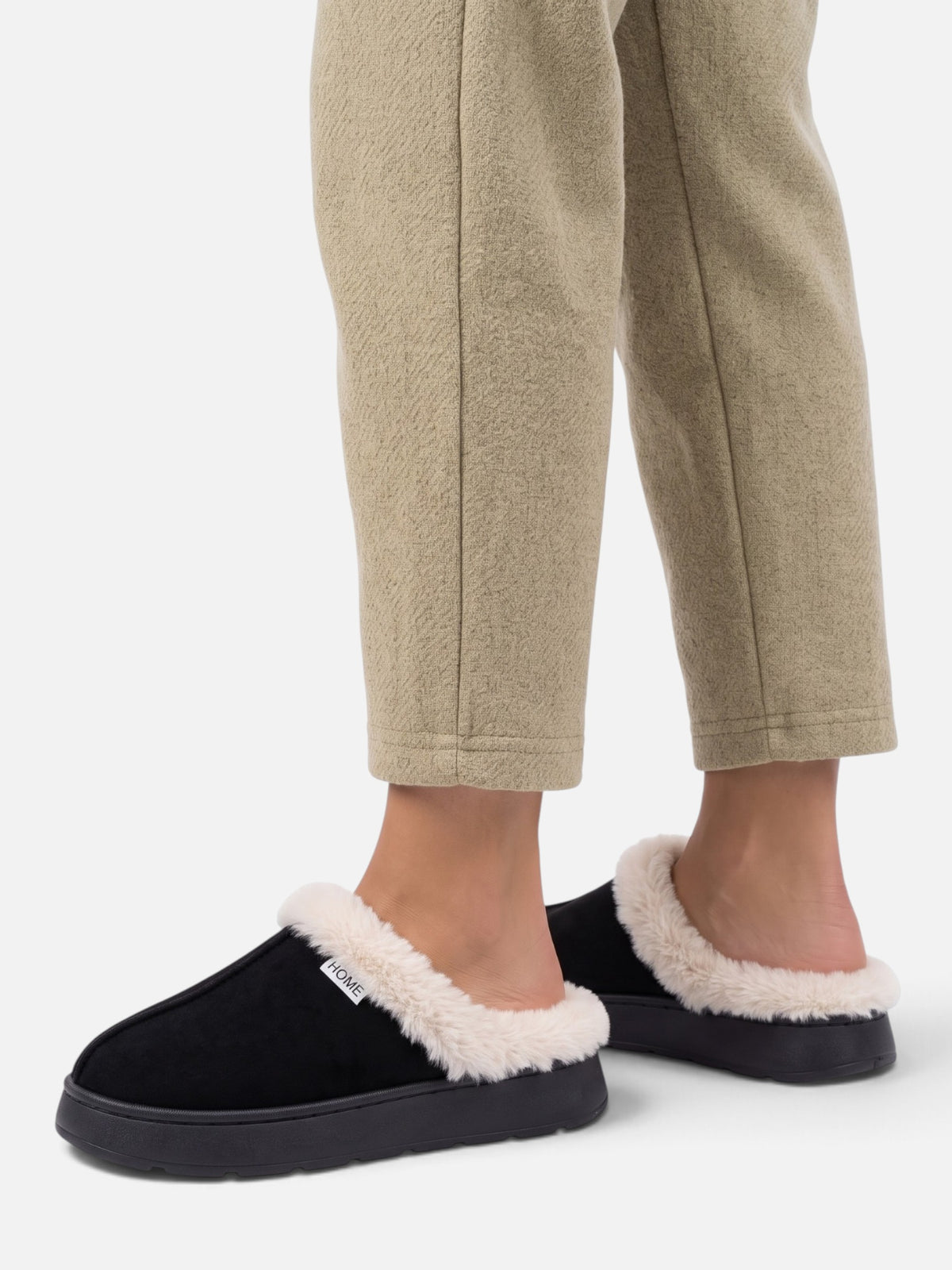 Chaussons Femme Suédine Fausse Fourrure Plateforme