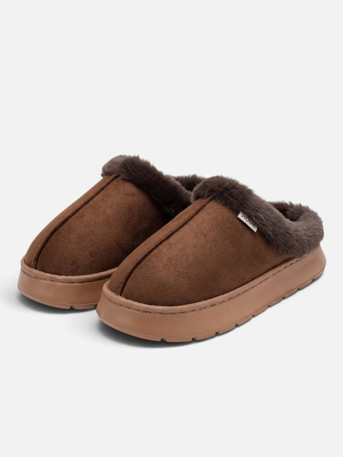Chaussons Femme Suédine Fausse Fourrure Plateforme