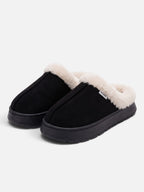 Chaussons Femme Suédine Fausse Fourrure Plateforme