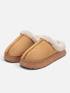 Chaussons Femme Suédine Fausse Fourrure Plateforme