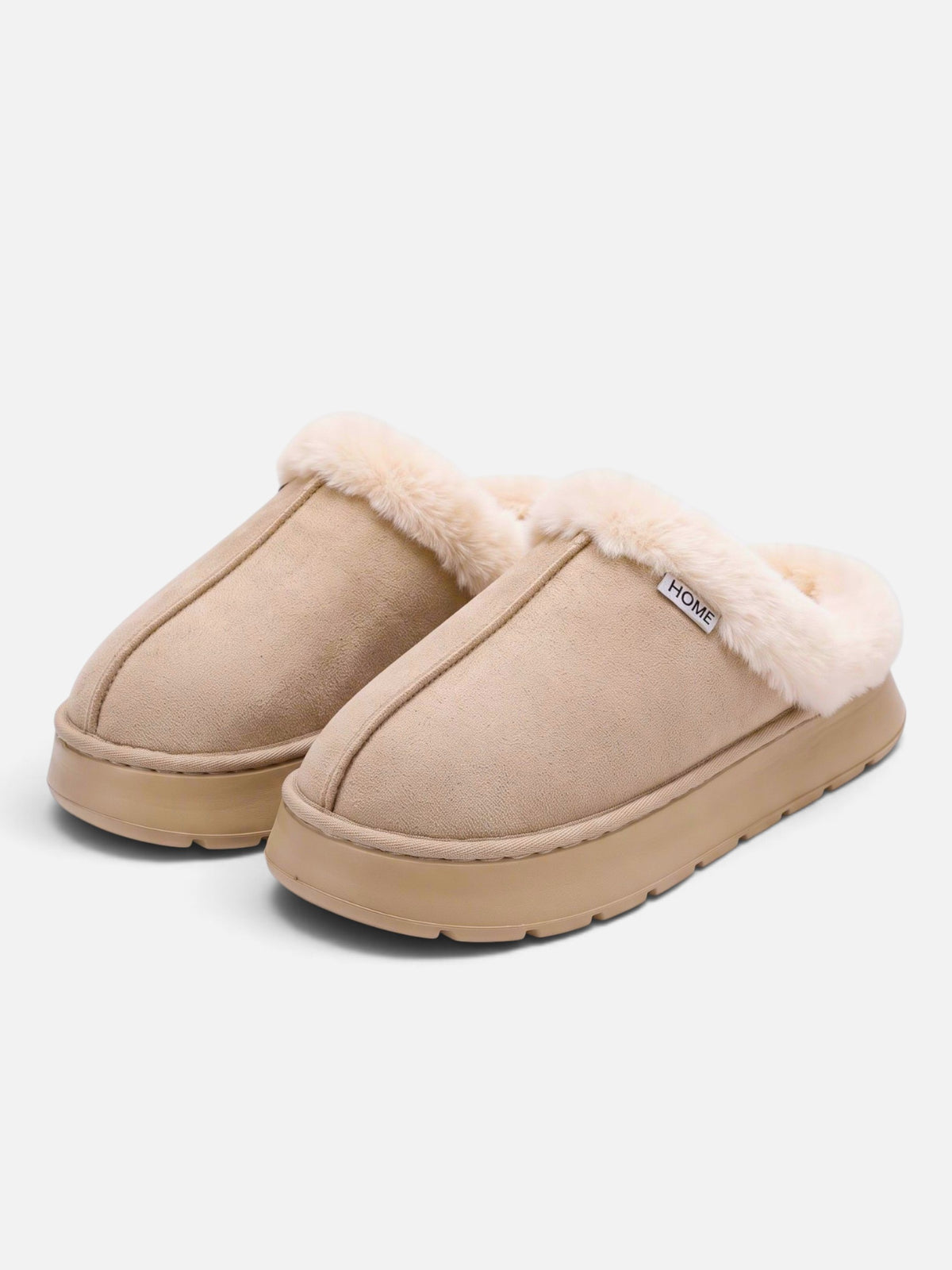 Chaussons Femme Suédine Fausse Fourrure Plateforme