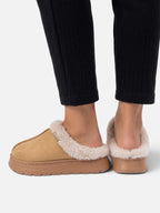 Chaussons Femme Suédine Fausse Fourrure Plateforme