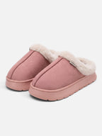 Chaussons Femme Suédine Fausse Fourrure Plateforme