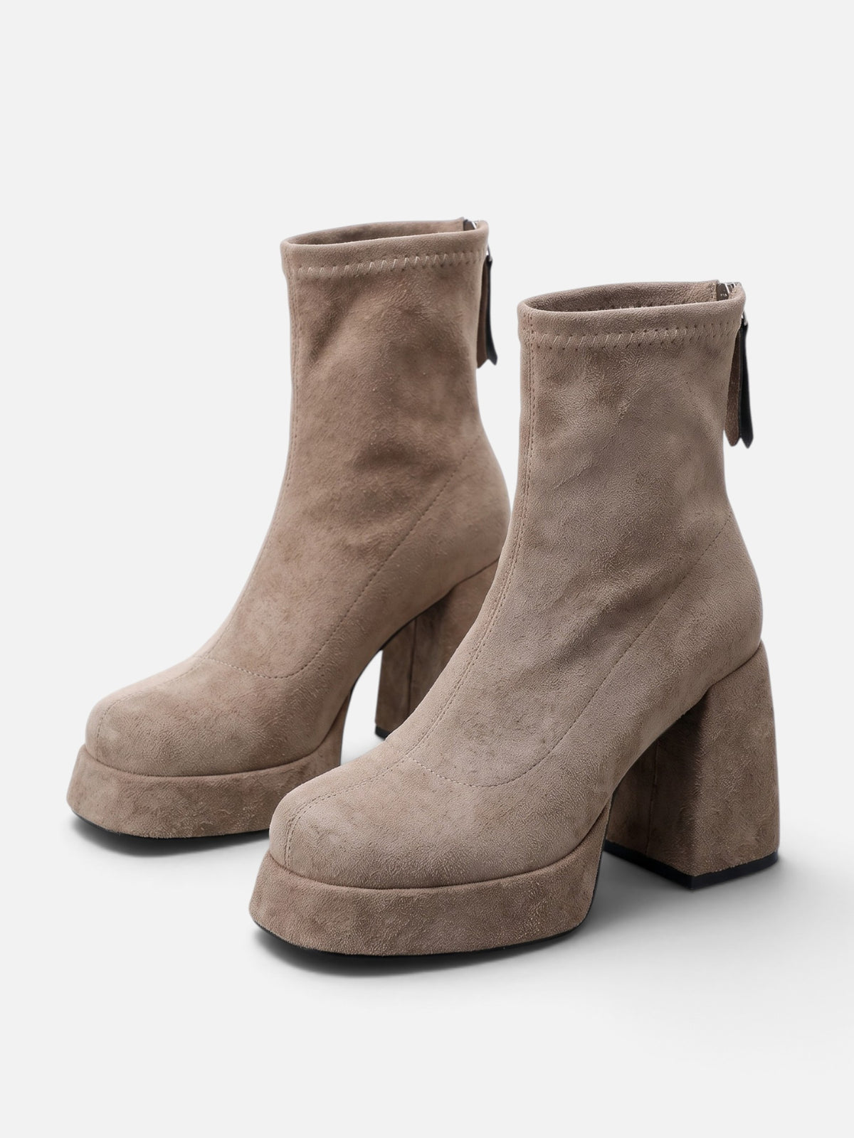 Bottines Femme Suédine Plateforme Talon Carré