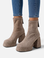 Bottines Femme Suédine Plateforme Talon Carré