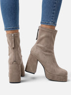Bottines Femme Suédine Plateforme Talon Carré