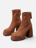 Bottines Femme Suédine Plateforme Talon Carré