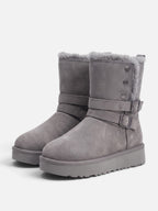 Bottines Suédine Femme Fausse Fourrure Boucle