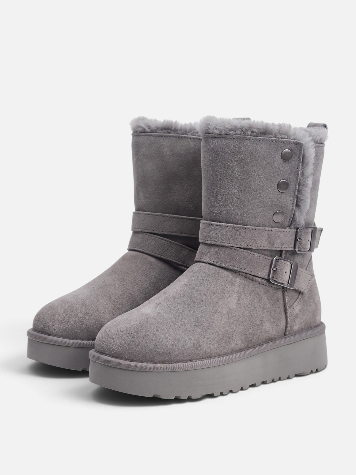 Bottines Suédine Femme Fausse Fourrure Boucle