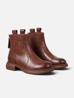 Bottines Femme Cuir Semelle Épaisse Zip Arrière