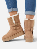 Bottines Suédine Femme Fausse Fourrure Boucle