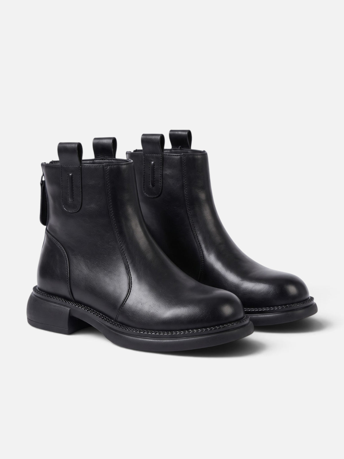 Bottines Femme Cuir Semelle Épaisse Zip Arrière