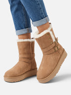 Bottines Suédine Femme Fausse Fourrure Boucle