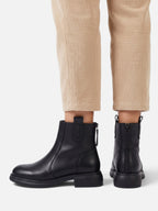 Bottines Femme Cuir Semelle Épaisse Zip Arrière