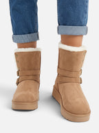 Bottines Suédine Femme Fausse Fourrure Boucle