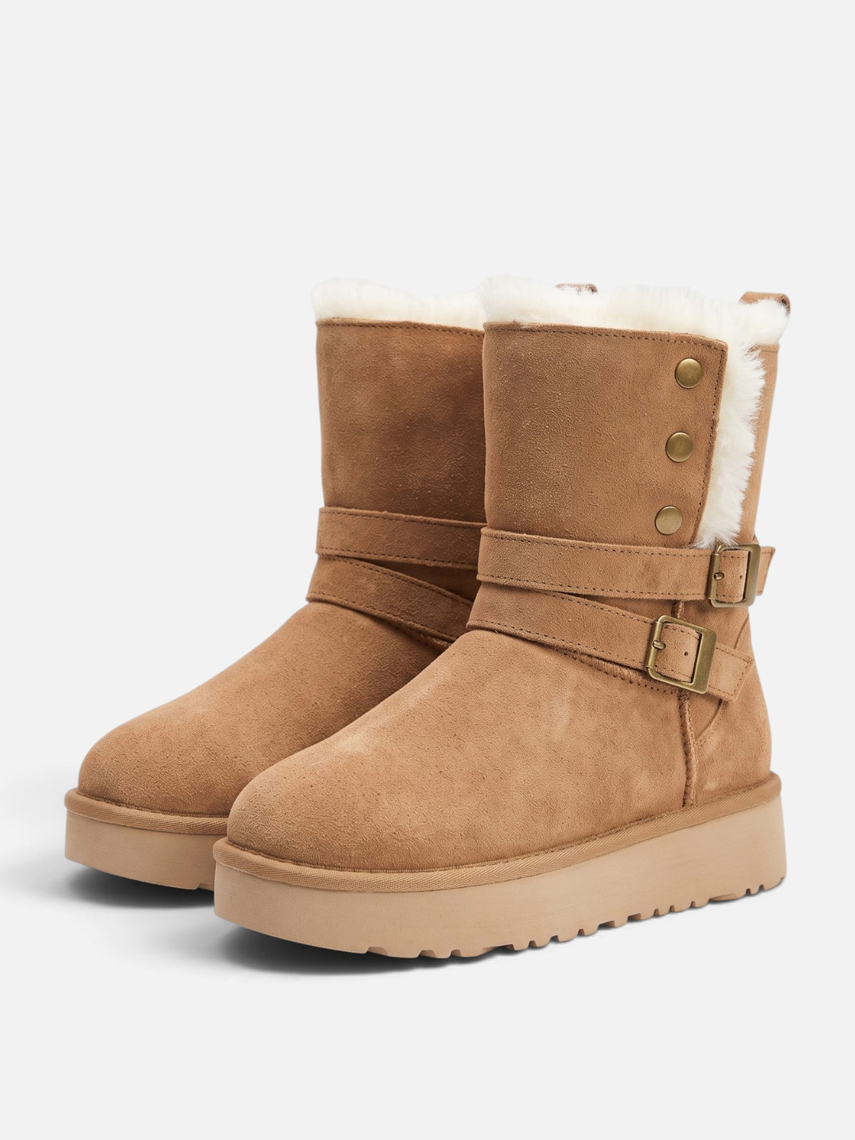 Bottines Suédine Femme Fausse Fourrure Boucle