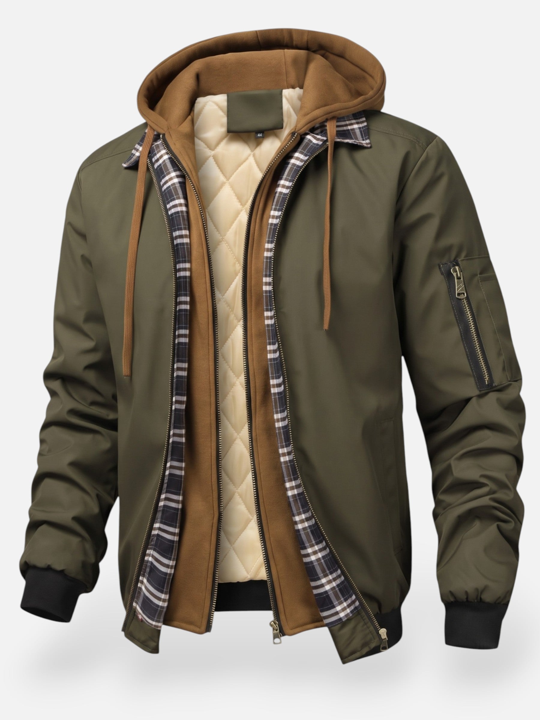 Blouson Bombardier Homme à Capuche Matelassé