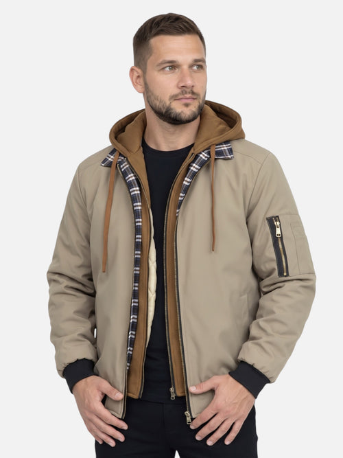 Blouson Bombardier Homme à Capuche Matelassé
