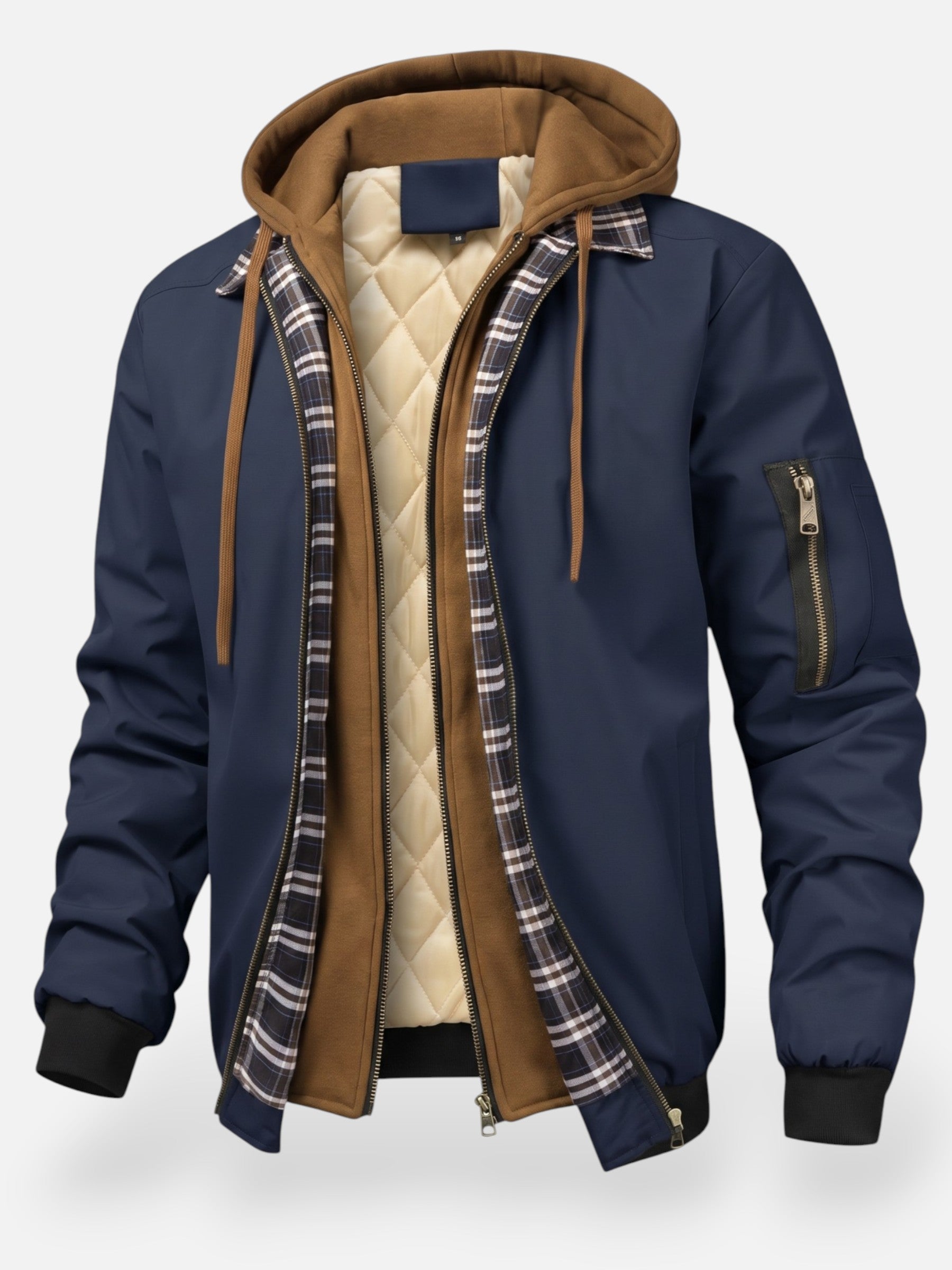 Blouson Bombardier Homme à Capuche Matelassé