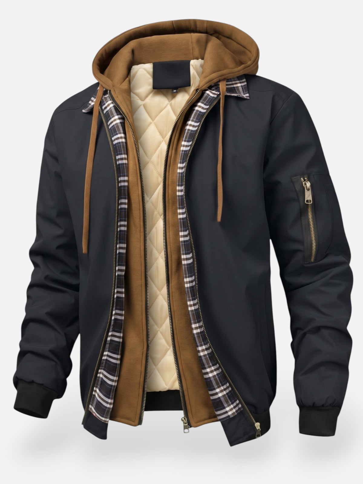 Blouson Bombardier Homme à Capuche Matelassé