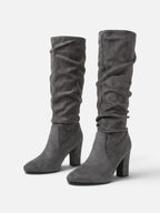Bottes Suédine Femme Slouchy Talon Bloc
