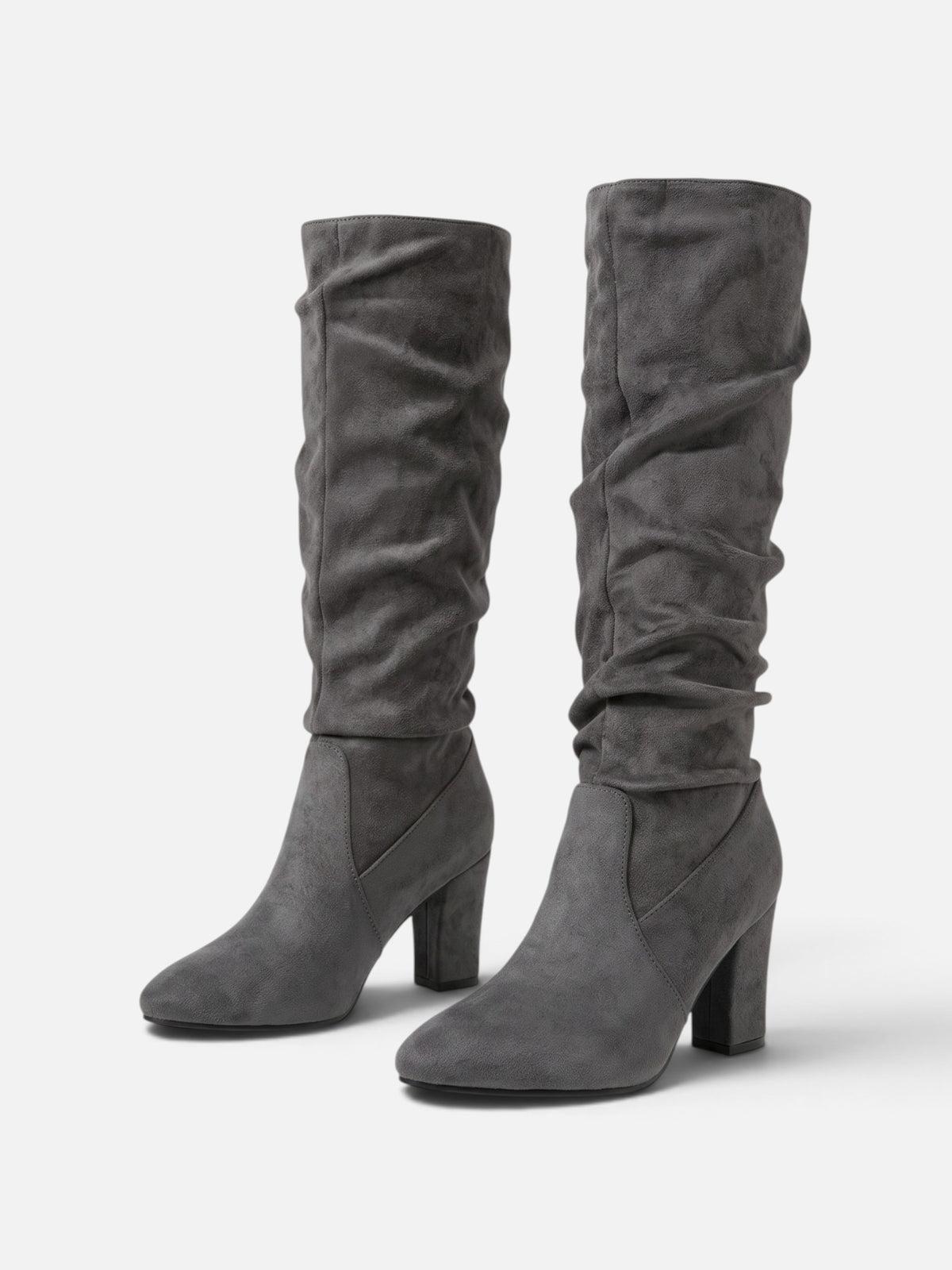 Bottes Suédine Femme Slouchy Talon Bloc