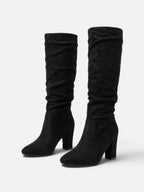 Bottes Suédine Femme Slouchy Talon Bloc