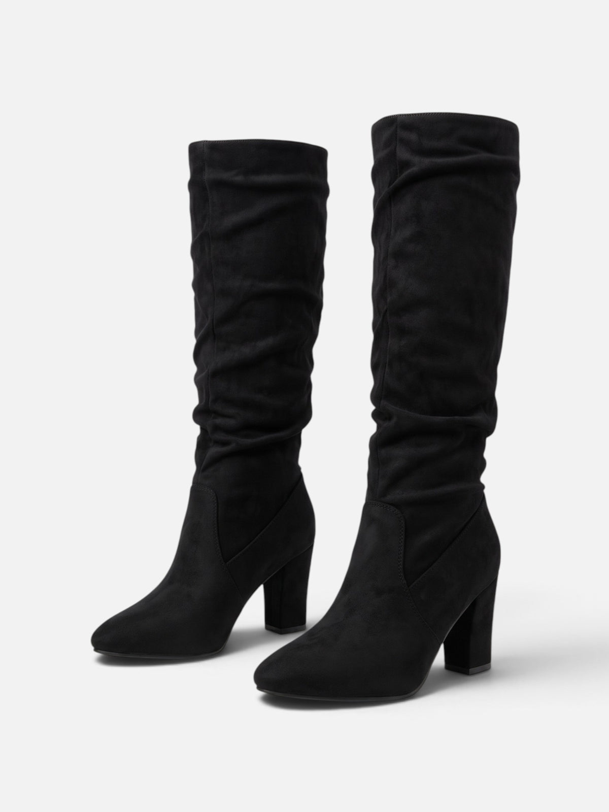 Bottes Suédine Femme Slouchy Talon Bloc