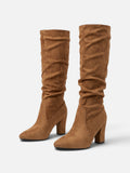 Bottes Suédine Femme Slouchy Talon Bloc